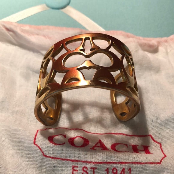 Coach Jewelry - End of Summer SALE Coach Gold cuff Logo Bracelet.